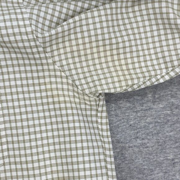 Croft & Barrow Shirt Mens 16 White Tan Check Button Up Wrinkle Free Long Sleeve - Picture 11 of 12